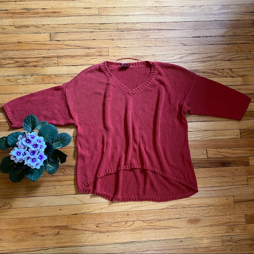 Sparkle & Fade Sweater Top, Red Boho Knit, Urban Outfitters